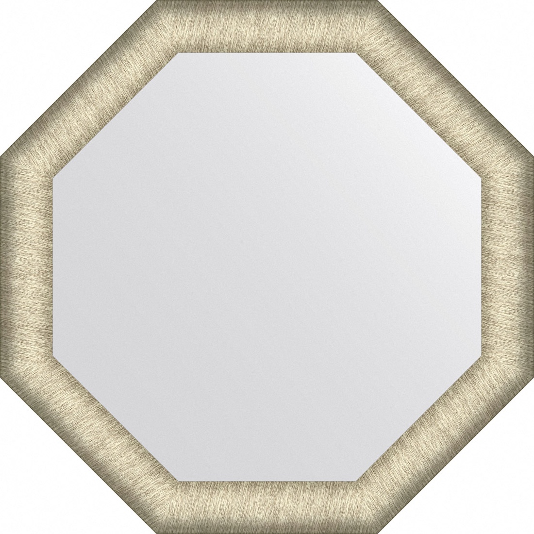 BY 7422 Зеркало в багетной раме - брашированное серебро 59 mm EVOFORM Octagon