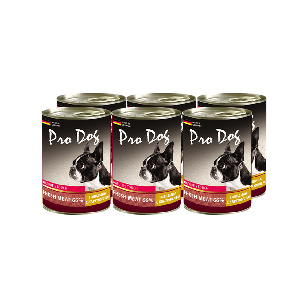 ПР0029867*6 Корм для собак говядина, картофель конс. 400г (упаковка - 6 шт) PRO DOG 