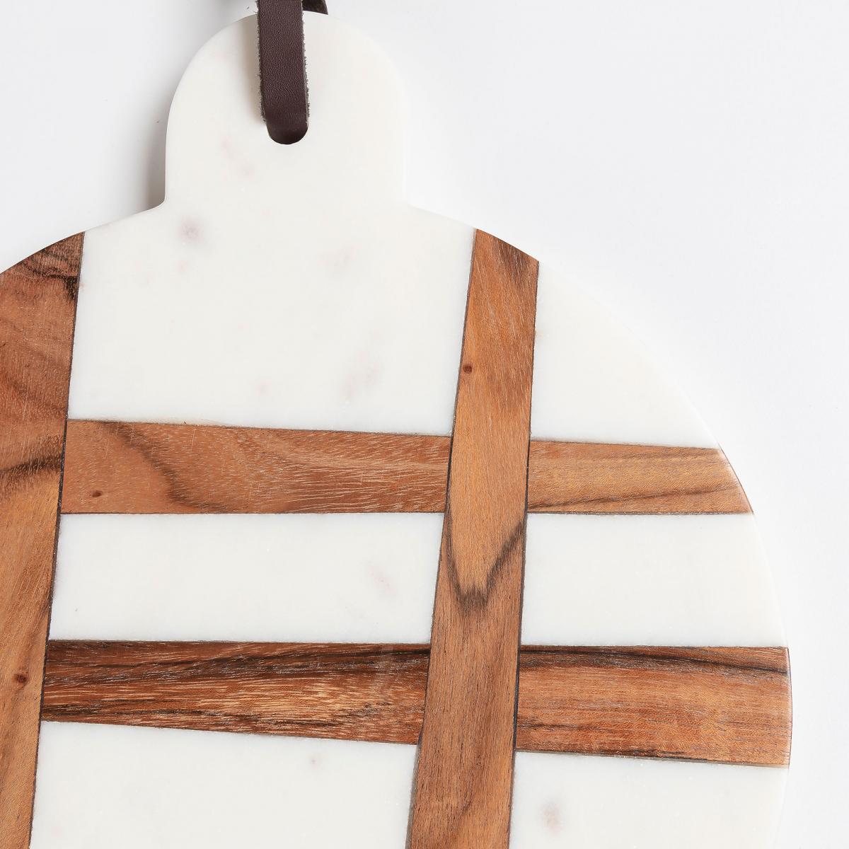 067409 Разделочная доска Bulacan дерево мрамор белый La Forma BULACAN  - Вид №1