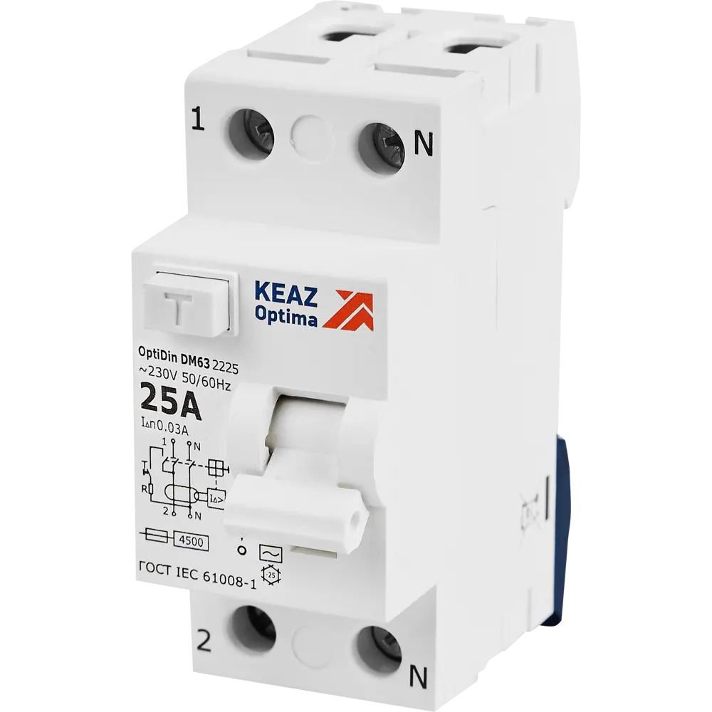 УЗО КЭАЗ 2P 25А - защита от токов утечки и короткого замыкания 89341822 STLM-1527744