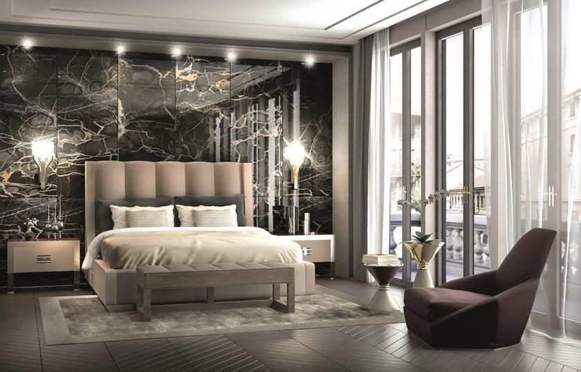 Longhi Двуспальная кровать из кожи с обитым изголовьем Loveluxe 2016 – vanity collection W 835 - Вид №1