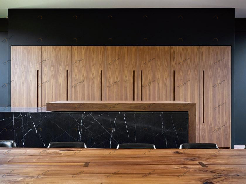 TM Italia Cucine Линейная кухня из орехового дерева каналетто и острова с раздвижной столешницей D90 sun-id-1509750