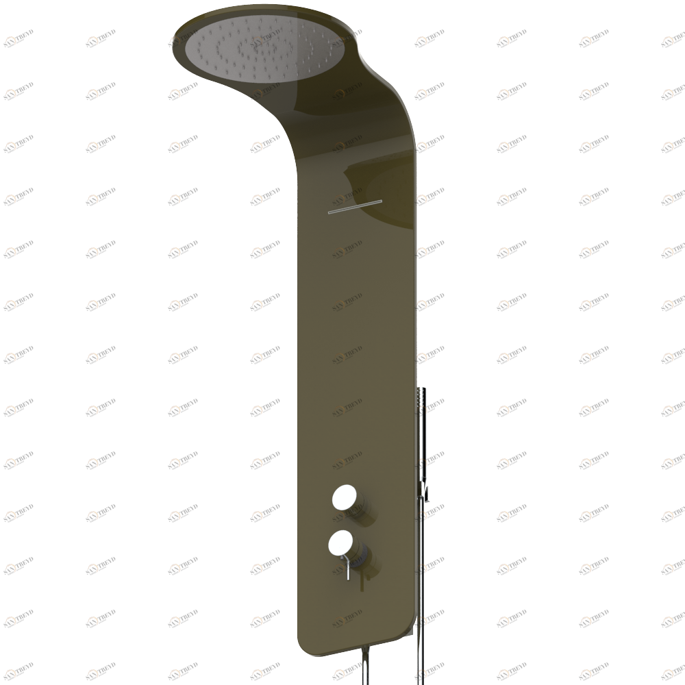 D6A-6531BTA Настенный термостатический смеситель с душевой лейкой Ø 300 мм, каскадным изливом, алюминиевым шлангом и ручным душем с системой Easyclean — корпус матового серо-коричневого цвета Thg-paris Smith Хром D6A 6531BTA  A02 CAT.A