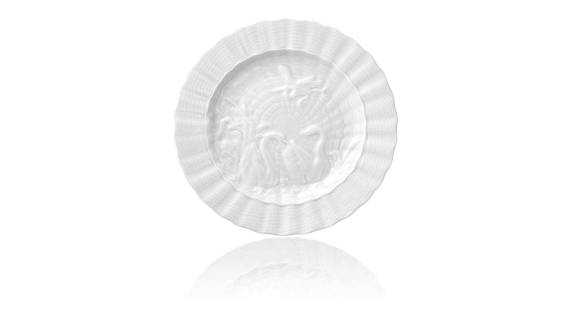 10664298 Meissen Набор из 6 тарелок обеденных 24,5см "Лебединый сервиз" (белый рельеф) Фарфор, Керамика  - Вид №1