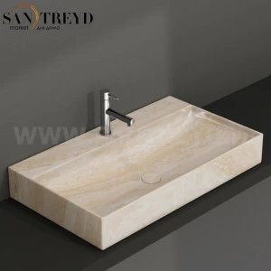 B6R81TR Подвесная раковина настенная прямоугольная Ceramica Globo T-EDGE бежевая