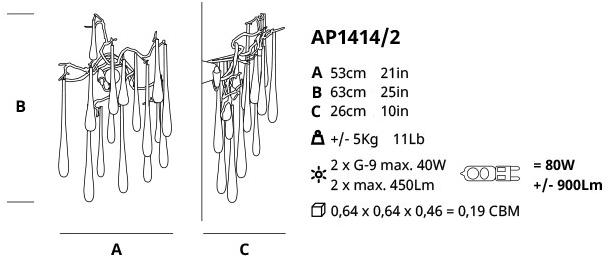 Serip Бра из бронзы ручной работы Aqua Ap1414/2 - Вид №3