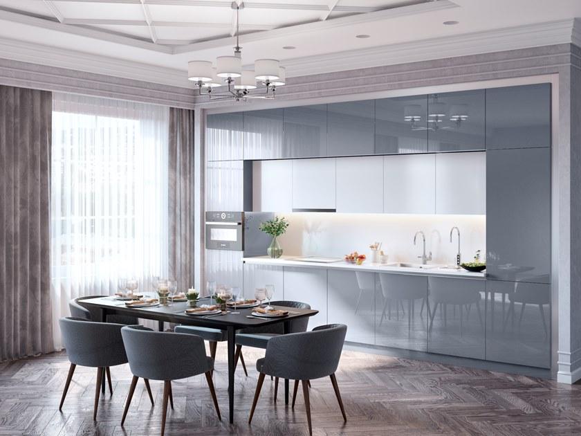 Лакированная линейная кухня на заказ  00002608 Santreyd  - Вид №1