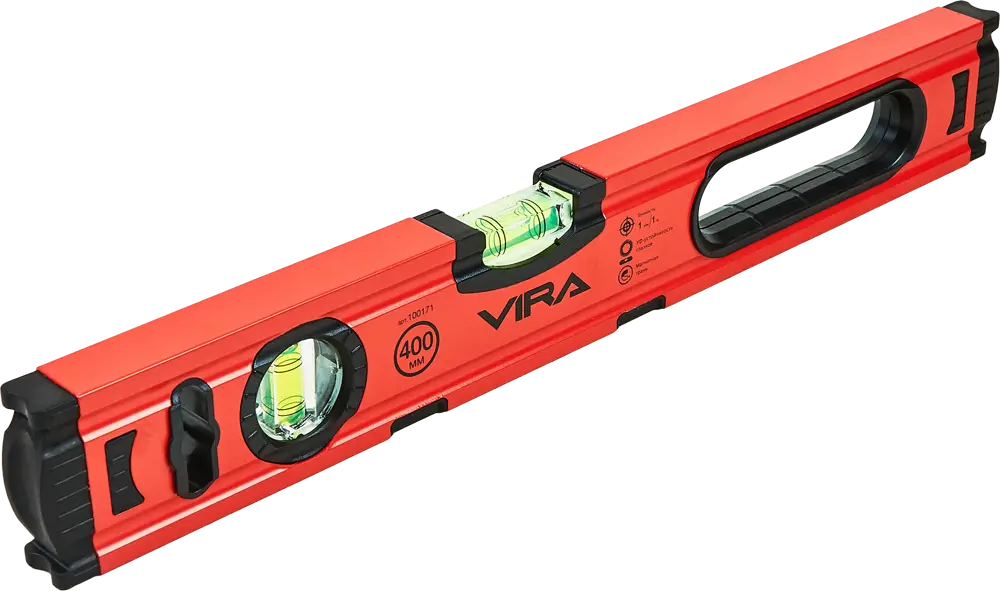 Строительный уровень Vira магнитный 400 мм с двумя глазками 89337788