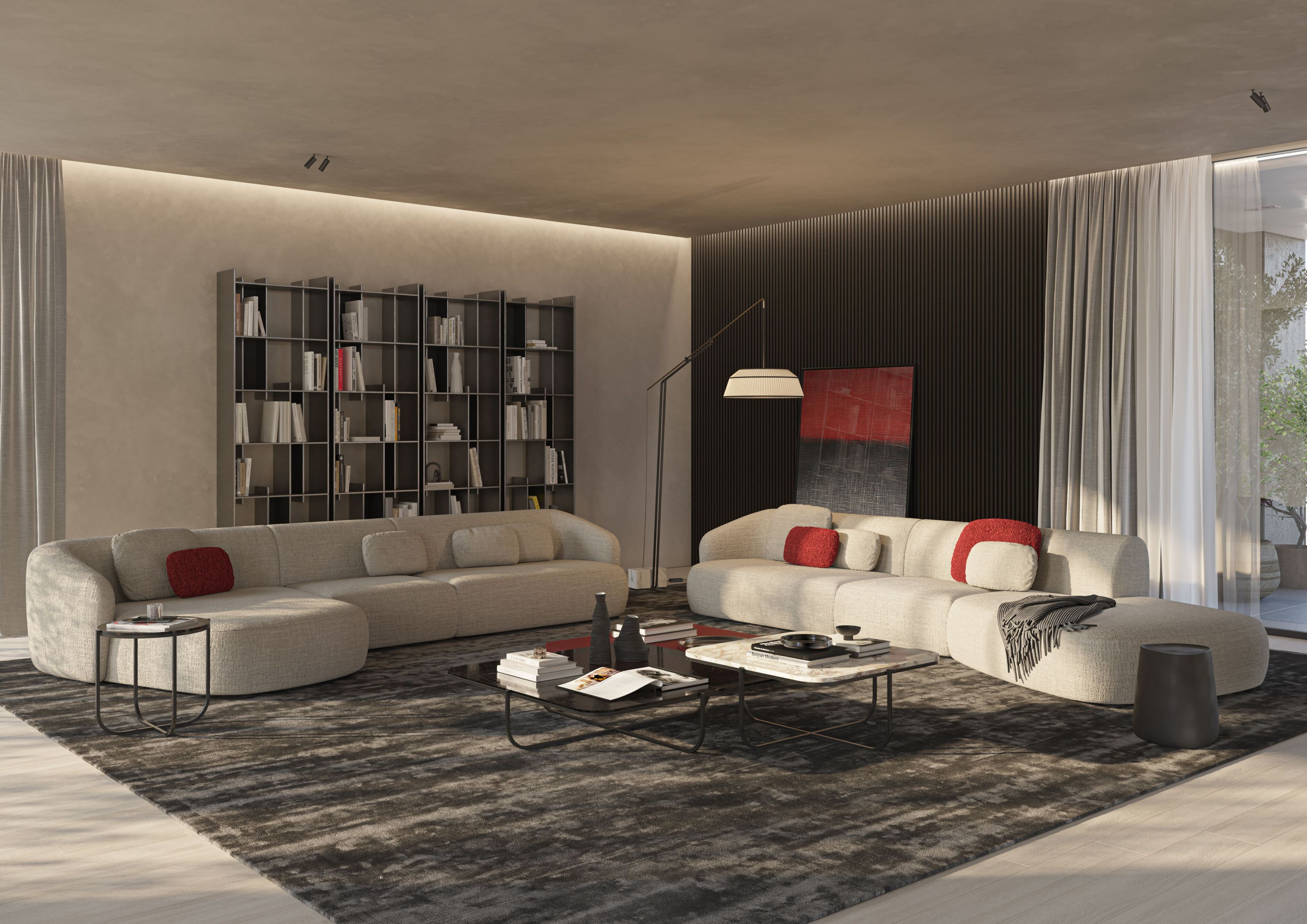 Секционный диван из кожи или ткани Vibieffe 85 SHELL ARCH-00026665 - Вид №4