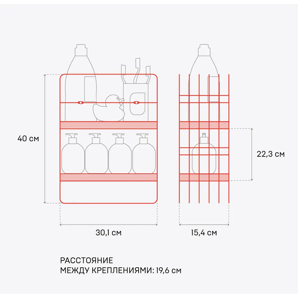 Полка для ванной ЧМЗ Меконг 510-002-01 прямоугольная две полки 30.1x15.4x40 см цвет черный STLM-2121690 - Вид №7