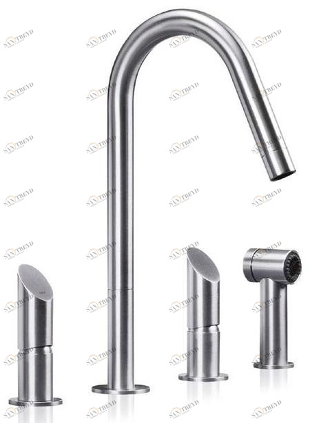 MGS Смеситель для кухни из нержавеющей стали, устанавливаемый на столешнице, с вытяжным душем T45 sun-id-1366341