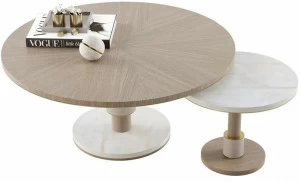 FRATO Низкий круглый журнальный столик из дерева и камня