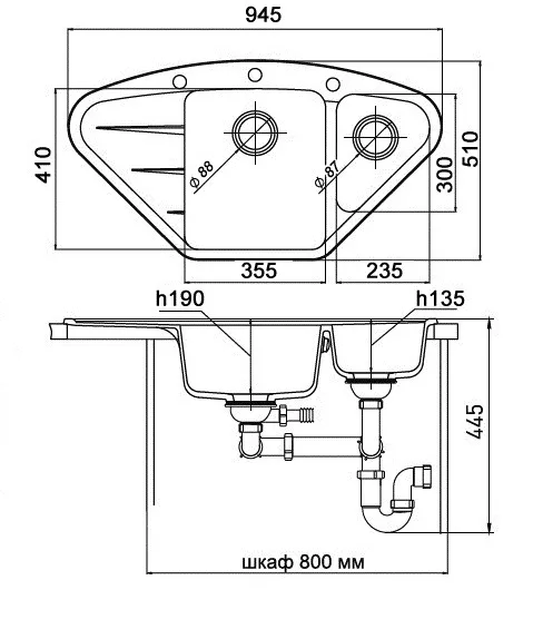 Кухонная мойка W-80KF GRANFEST Ewigstein - Вид №1