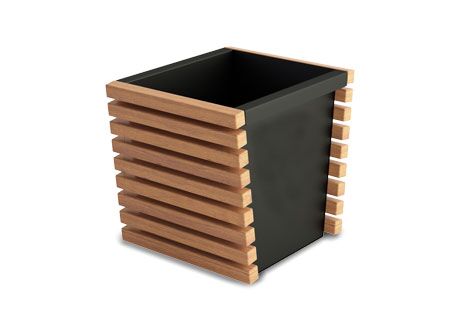 13391 ФЛЕШ мини, цветочница, кашпо с отделкой деревом LAB.Space 