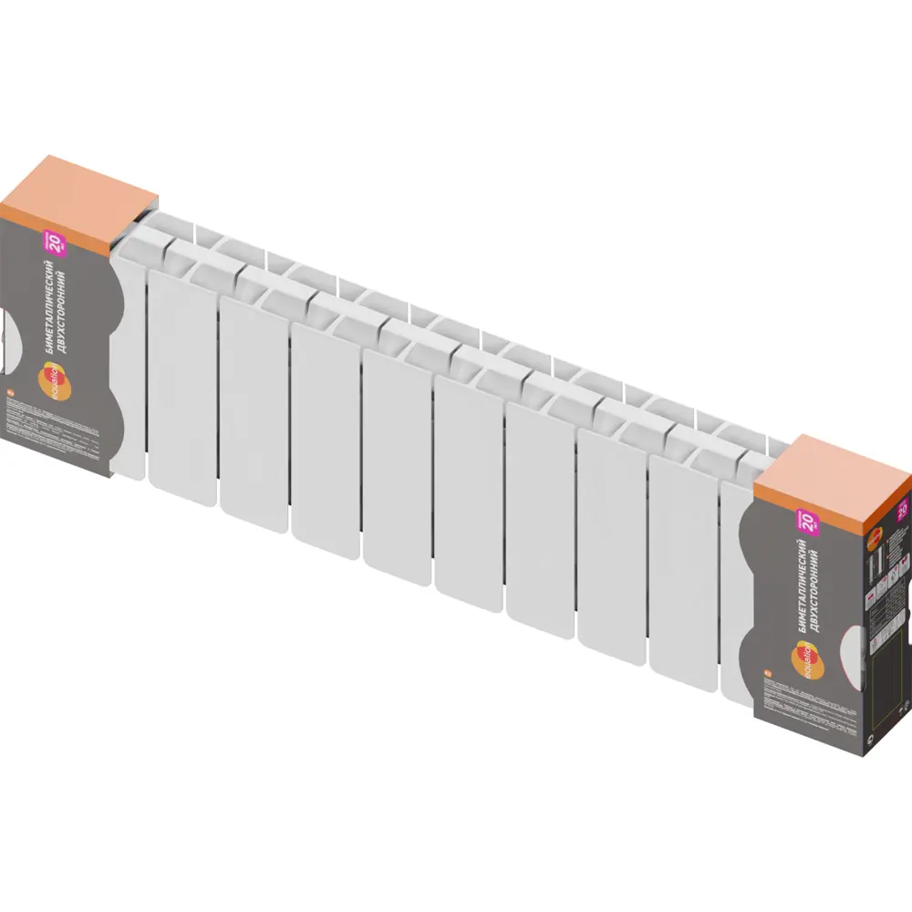 Радиатор секционный Equation Bimetal 200/90 12 секций боковое подключение биметалл белый 89106821 STLM-2119574  - Вид №4