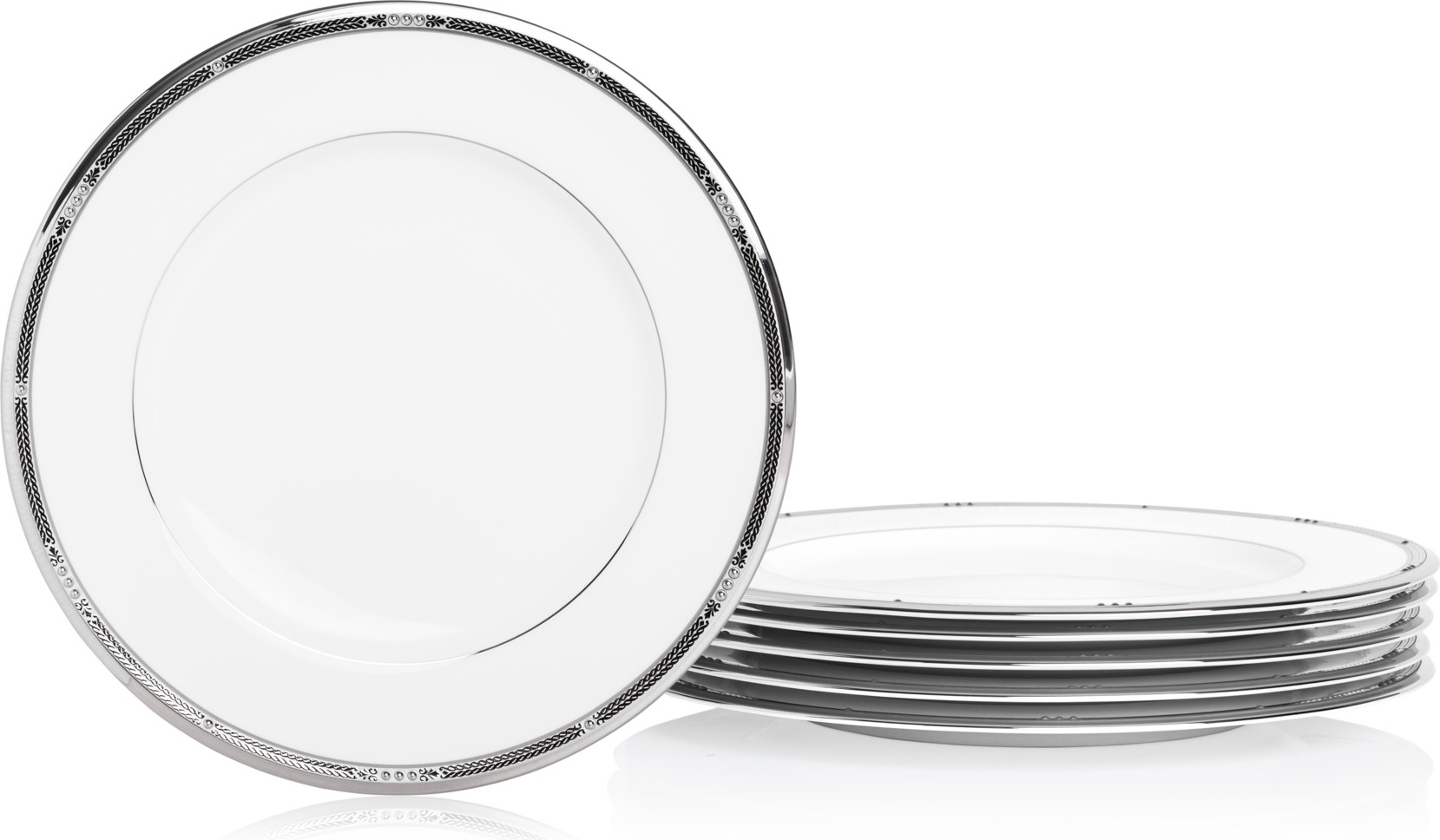 10654838 Noritake Набор тарелок обеденных Noritake "Чатлайн, платиновый кант" 28см, 6 шт Фарфор костяной 