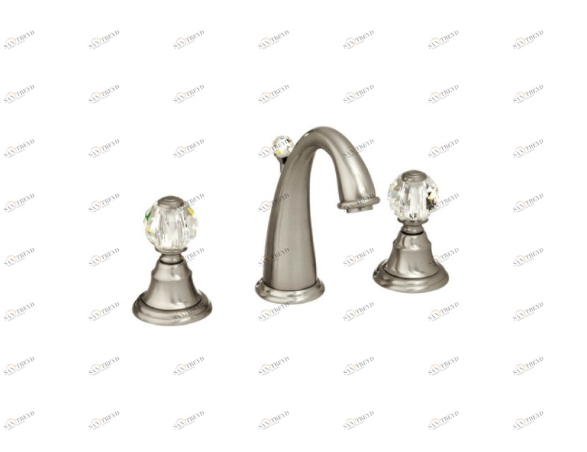 037101.000.62 Раковина с тремя отверстиями и кристаллами Swarovski Сатин никель Mestre Pacifica