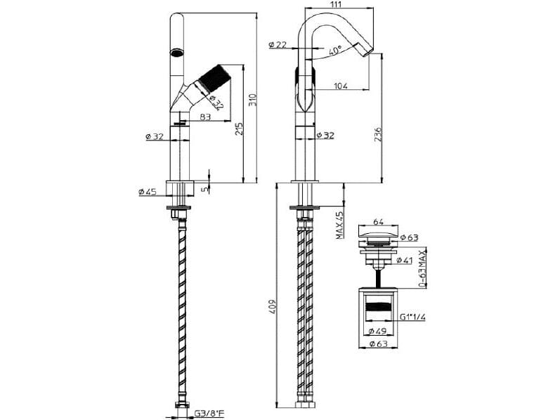 Смеситель для раковины из хромированной латуни Bossini PLY ARCH-00018986 - Вид №2