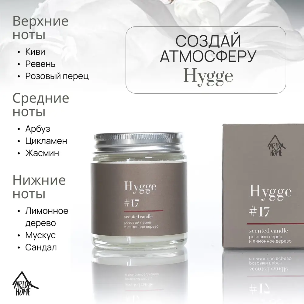 Свеча в стакане ароматизированная Arida Home Hygge N17 Розовый перец и лимонное дерево 89389530 STLM-2049818  - Вид №2