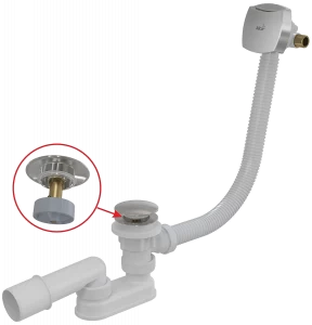 Сифон для ванны CLICK/CLACK с напуском воды через перелив, хром