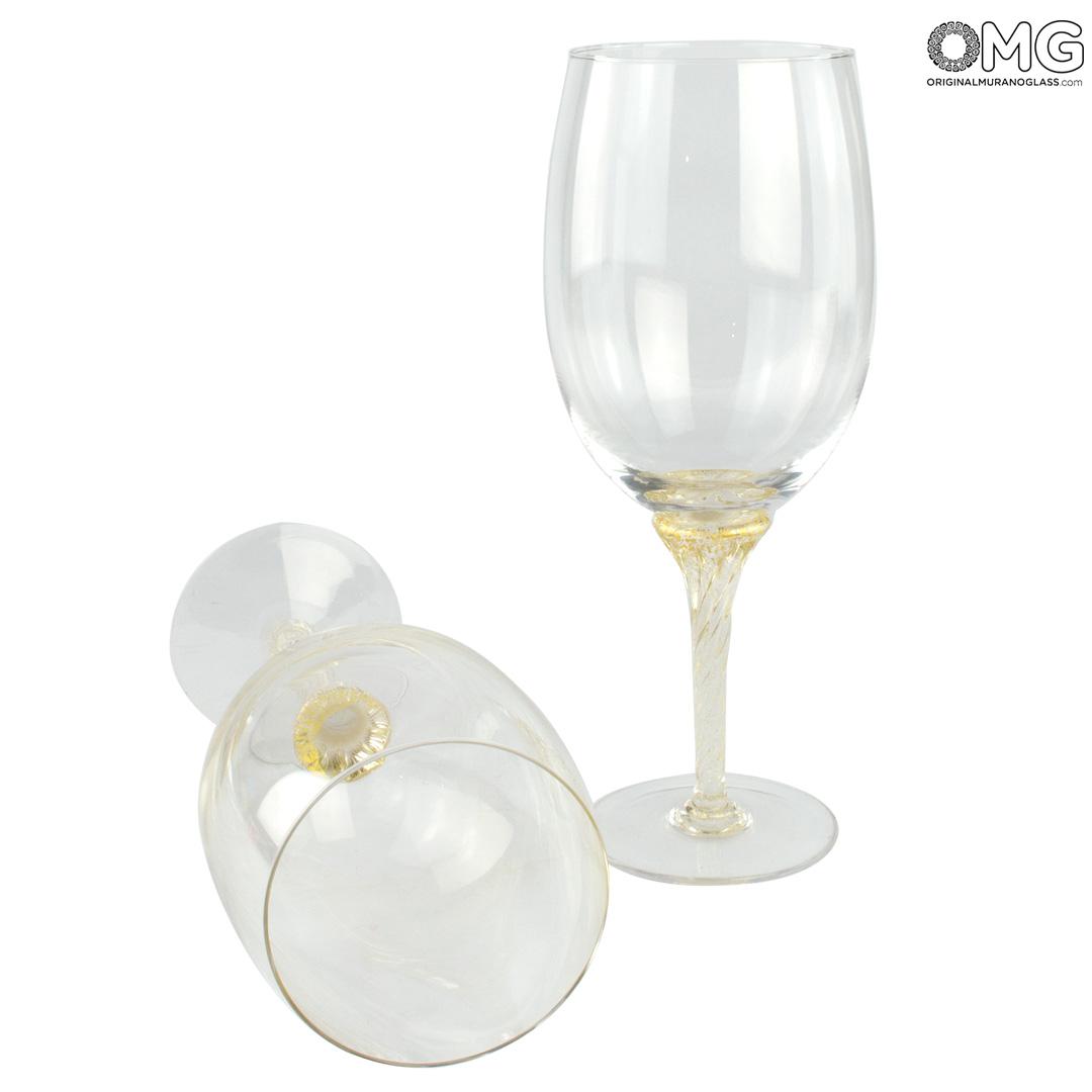 4161 ORIGINALMURANOGLASS Pinot Noir - набор из 2 бокалов из хрустального стекла с золотом - муранское стекло OMG 6 см  - Вид №1