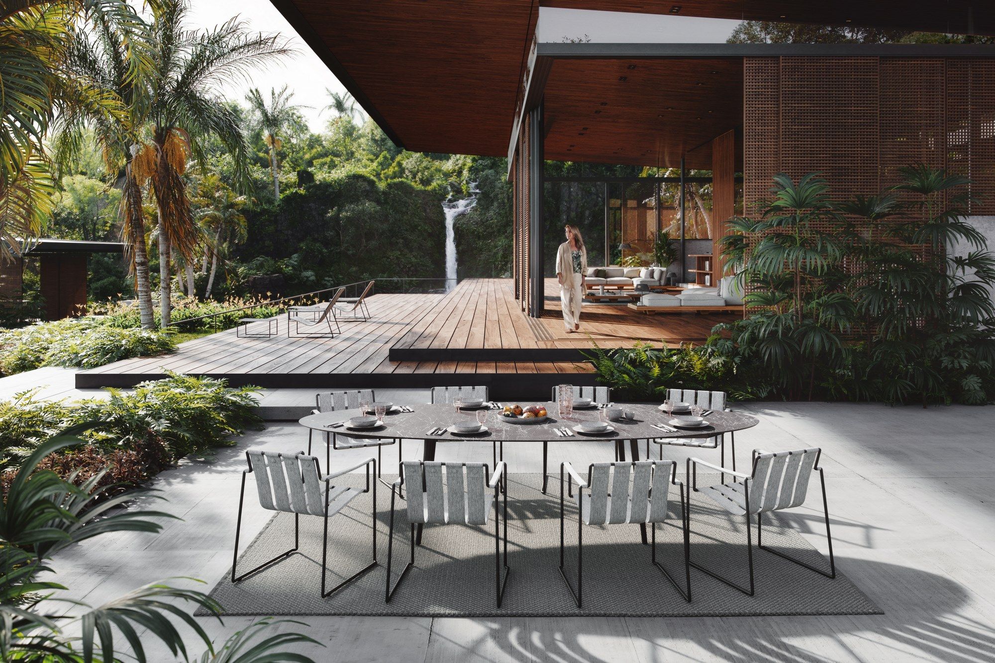 Ткань сани сад стул с подлокотниками Royal Botania Strappy ARCH-00089891 - Вид №1