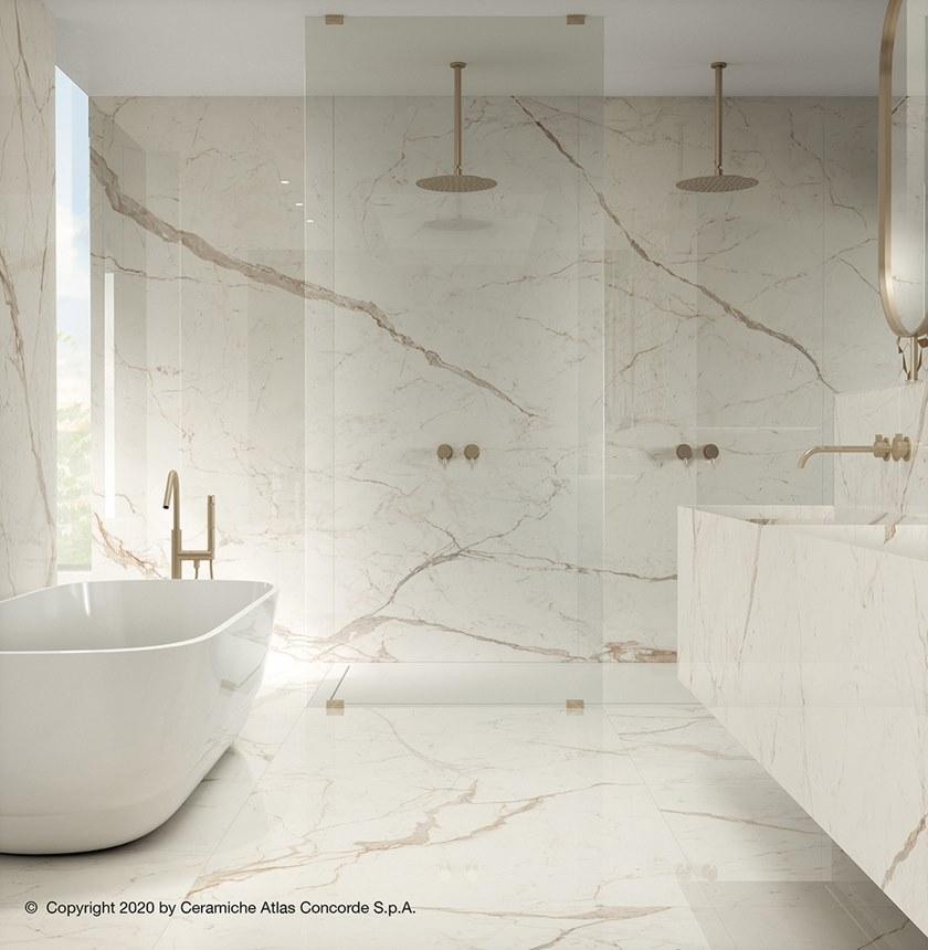 Atlas Concorde Белая плитка для стен с эффектом мрамора Marvel shine sun-id-1375735 - Вид №51