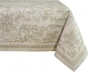 10601032 Яковлевский жаккард Скатерть прямоугольная Яковлевский Жаккард Французский Мотив 150х220см бежевая, полулен Ткань