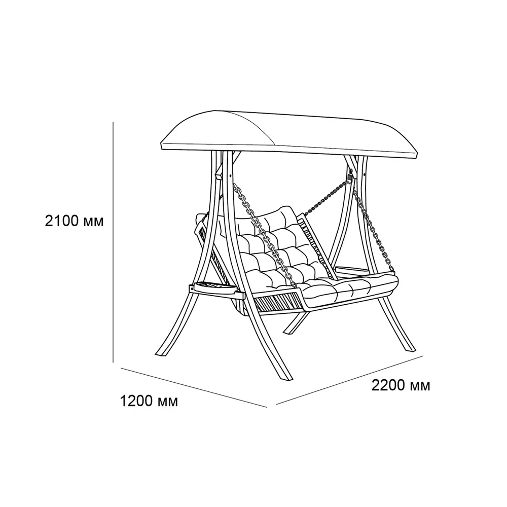 Качели садовые Greengard Этна 3-х местные коричневый STLM-2100196 - Вид №3