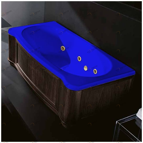 Ванна Gruppo treesse New Classic Young STX-V674B-SX-WV-SIZ синяя с золотой фурнитурой и гидромассажем и дезинфекцией  прямоугольная левая деревянная панель венге STXV674BSXWVSIZ