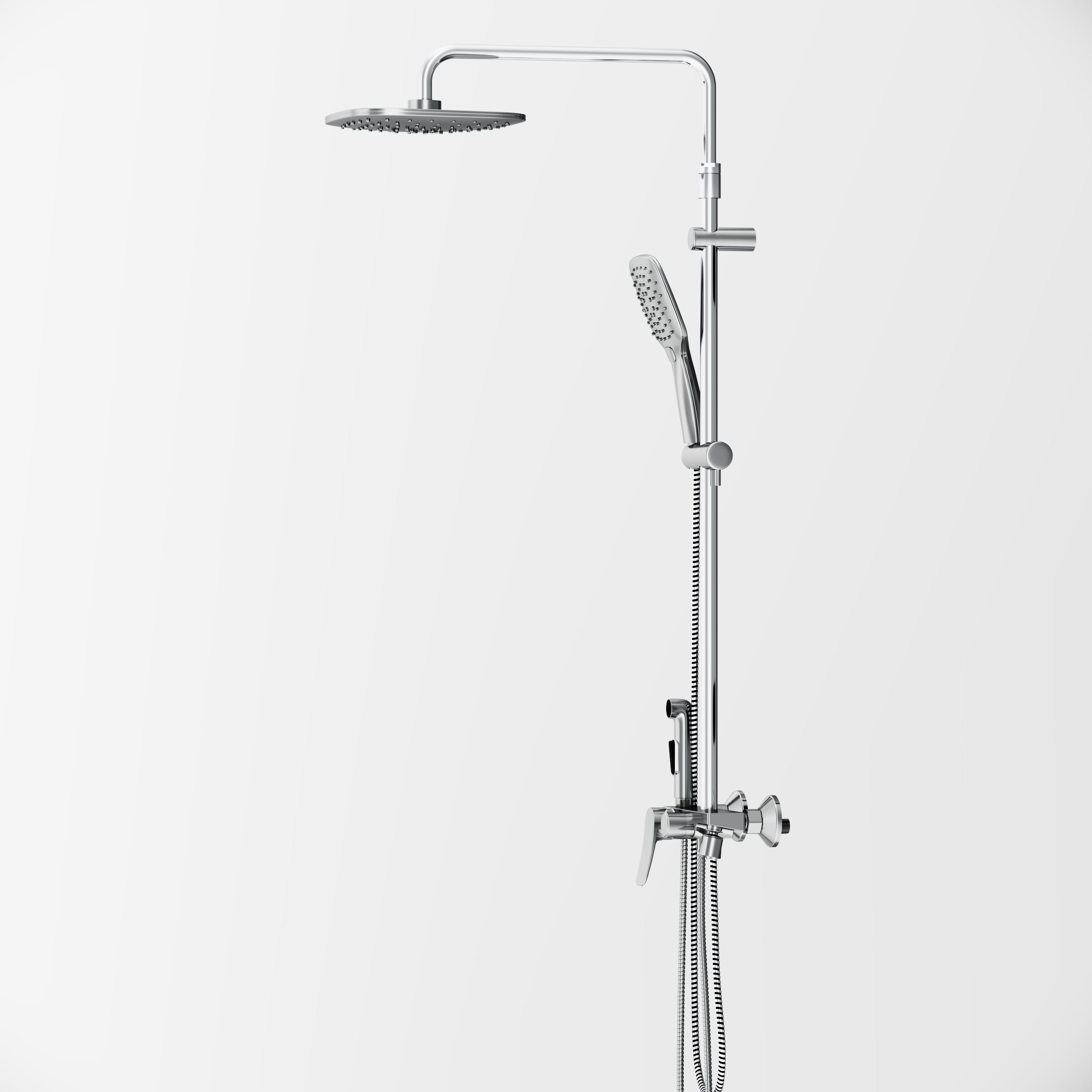 DX220920000 душевая система со смесителем-полкой: верхний душ 230*230мм ручной душ 120мм 3 Damixa Apollo - Вид №5
