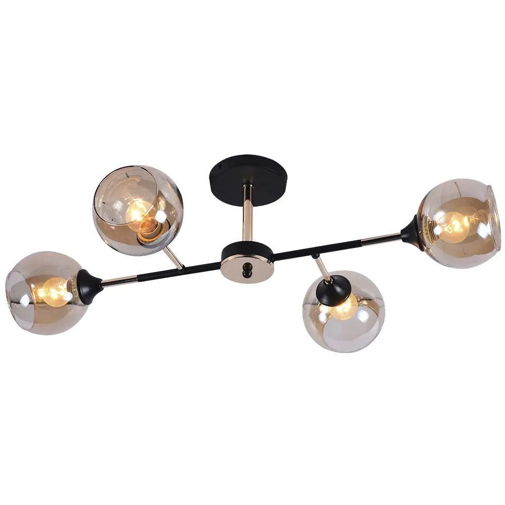 Люстра потолочная Линда 4 лампы, 12 м², цвет чёрный/золото СЕМЬ ОГНЕЙ STLM-2064983