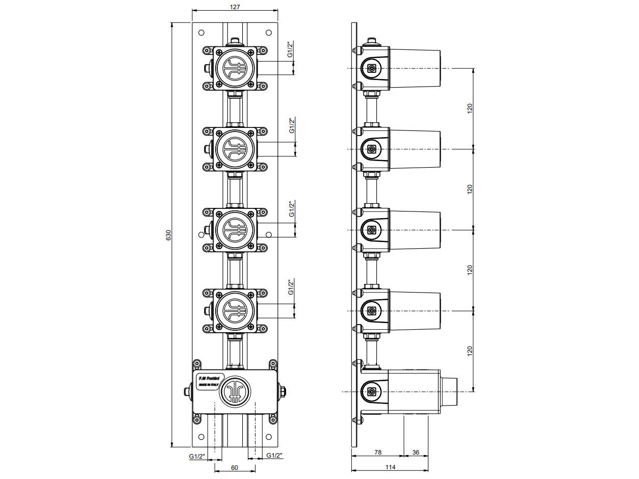 Встраиваемый корпус термостатического смесителя Rubinetterie Frattini 98760V4 ARCH-00006464 - Вид №2
