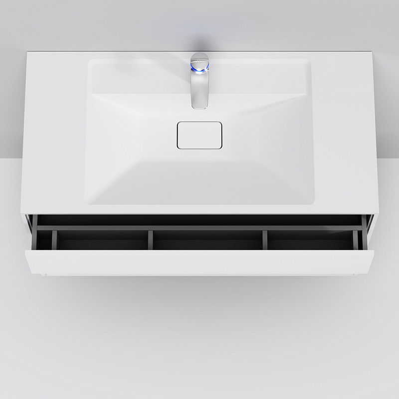 M50AFHX1003WM INSPIRE V2.0 База под раковину подвесная 100 см 3 ящика push-to-open белый матов AM.PM Inspire 2.0  - Вид №2