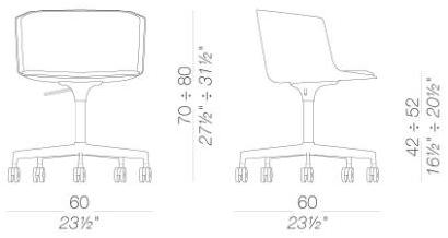 Вращающееся кресло из ткани с регулируемой высотой на колесиках Cut S186-187 Santreyd - Вид №2