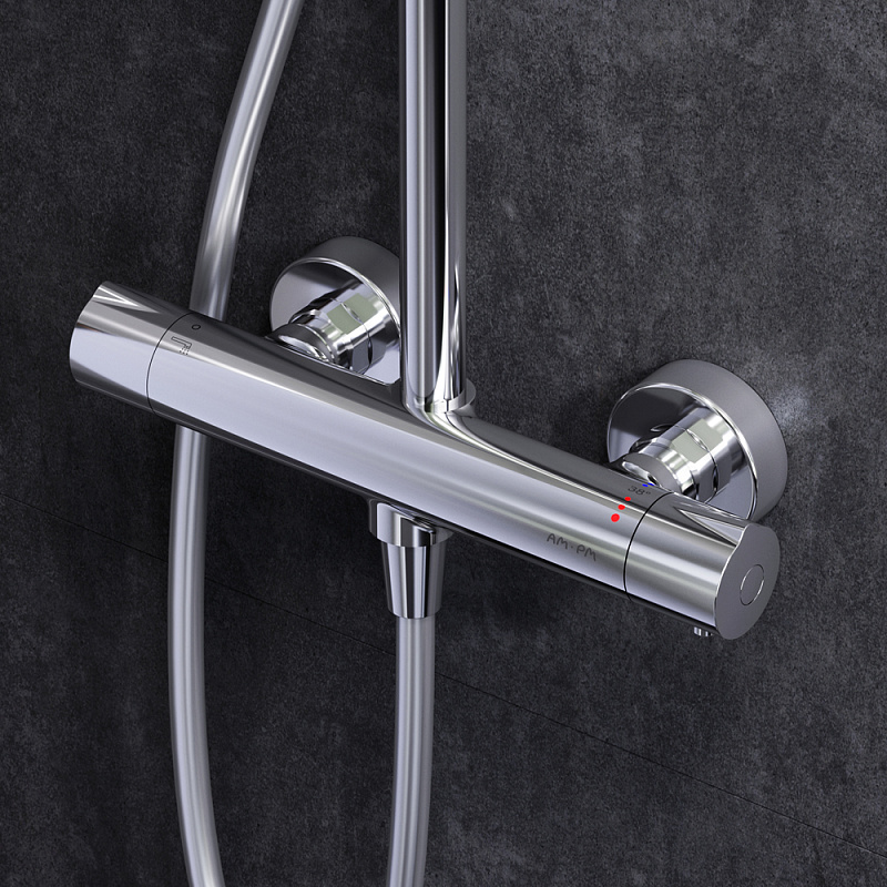 F0790410 душ.система набор: смеситель д/душа с термостатом верхн. душ d 220 мм ручн.душ 1 ф-ц AM.PM Gem - Вид №2