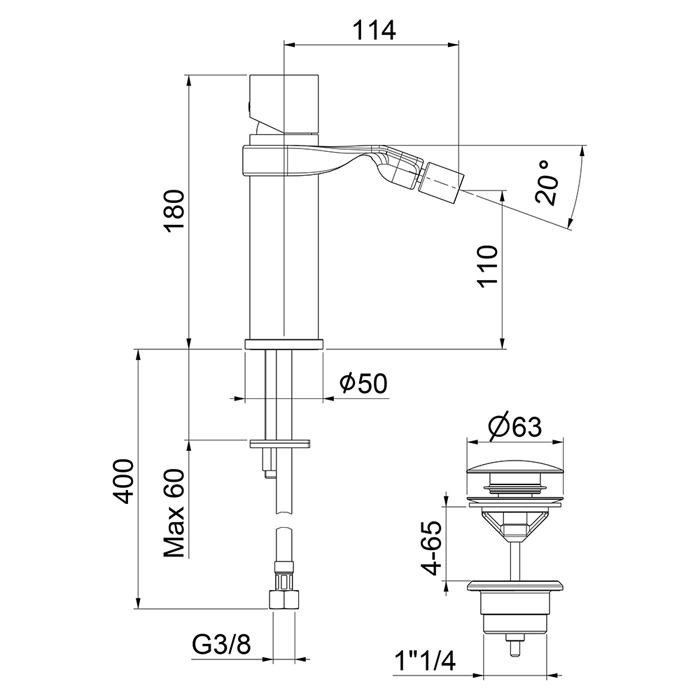 NB840102015 Смеситель для биде Webert One-B  - Вид №1