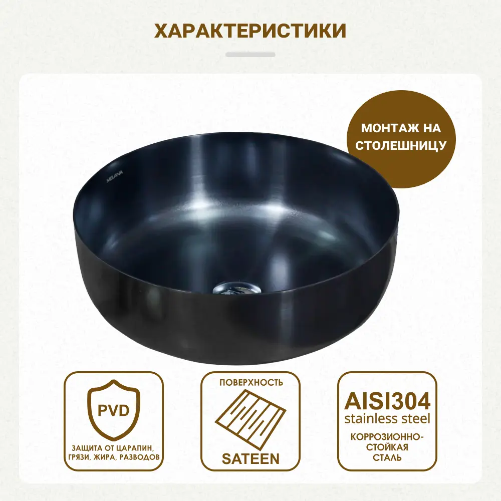 Раковина Melana накладная Lake цвет графитовый 84534145 STLM-2119503 Lake Profline - Вид №1