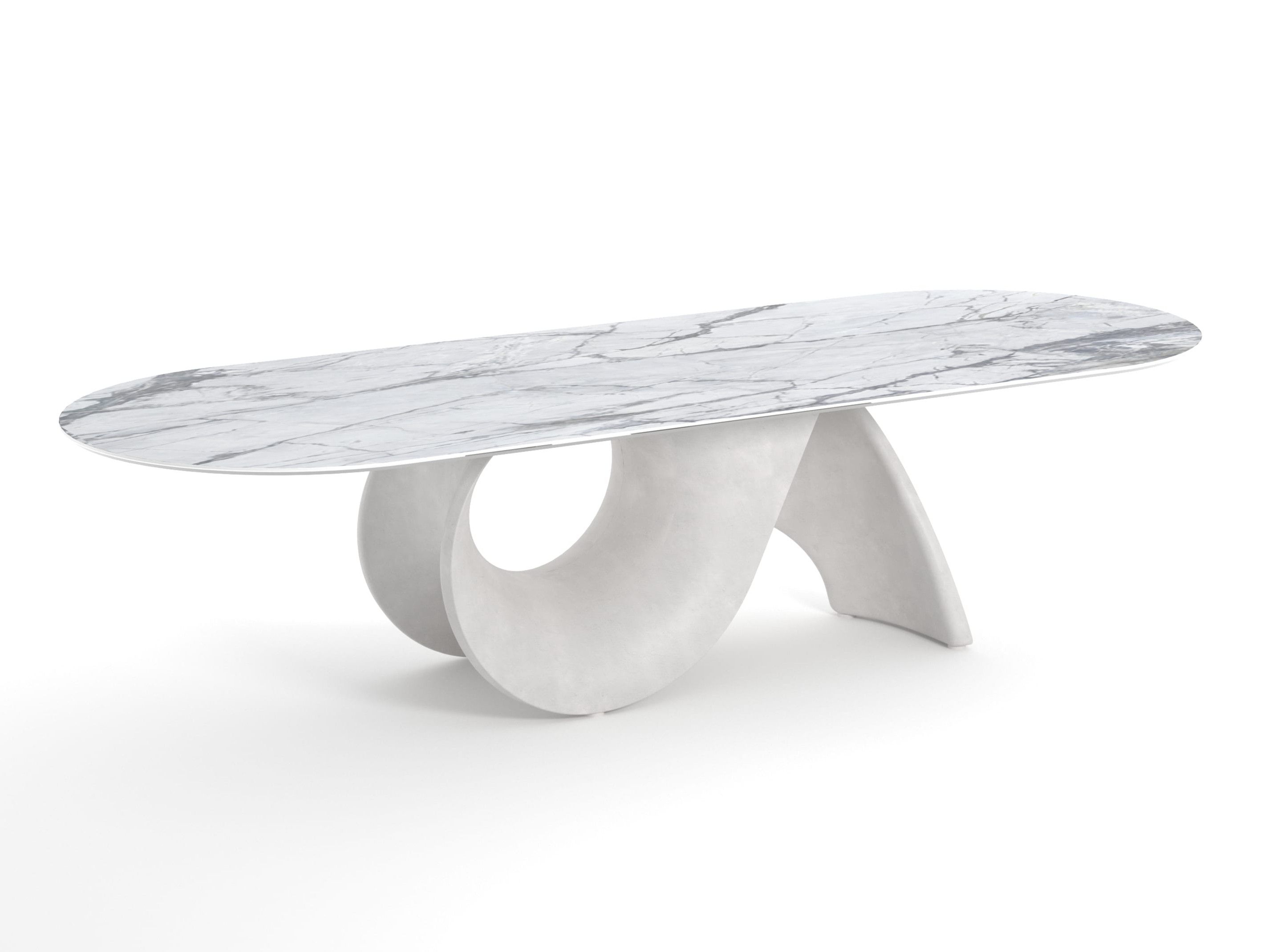 Овальный стол с керамической столешницей и бетонным основанием Calligaris SEASHELL ARCH-00062357