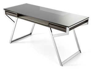 Стол из нержавеющей стали и стекла с ящиками