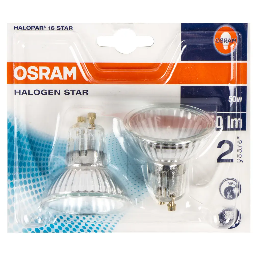Набор галогенных ламп Osram спот GU10 50 Вт свет тёплый белый 2 шт. 12215076 STLM-2112246  - Вид №1