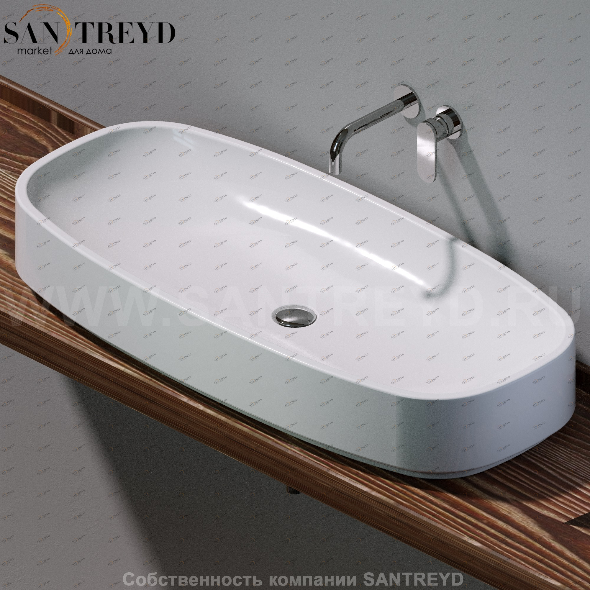 SE4129016 Накладная раковина на столешницу  прямоугольная Ceramica Flaminia Step