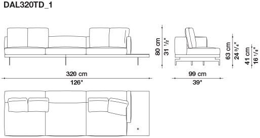 B&B Italia 3-х местный тканевый диван с шезлонгом Dock sun-id-1355318 - Вид №7