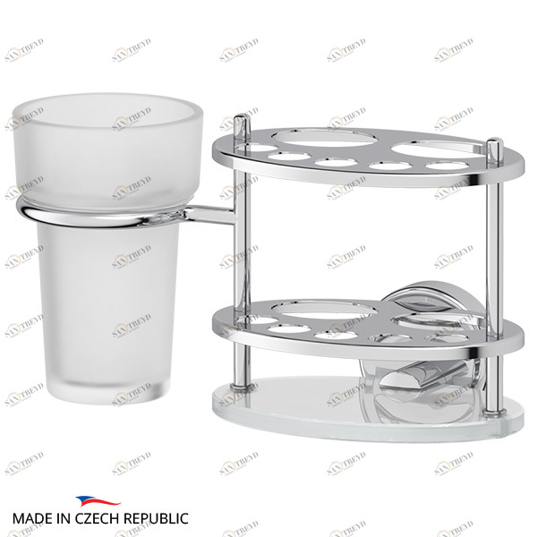 Держатель для зубных щеток и пасты со стаканом стекло FBS (Чехия) ELL 061 sun-id-561152