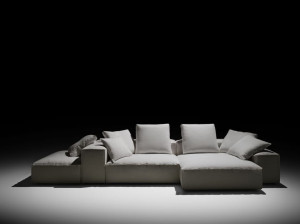 Модульный тканевый диван с полуостровом