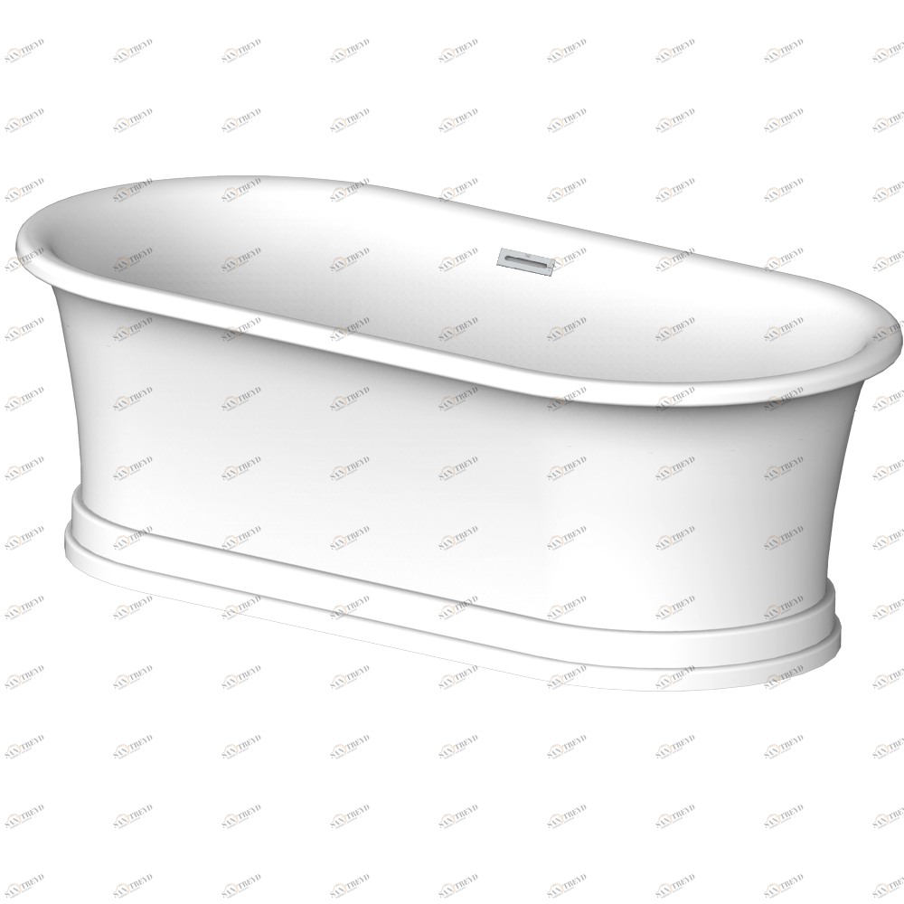 B11-B692 HONORE bathtub 180 x 90 x 63 cm, on base, free standing, delivered with a chrome coverplate for overflow supplied without waste Thg-paris Свободностоящие ванны Глянцевый белый 
