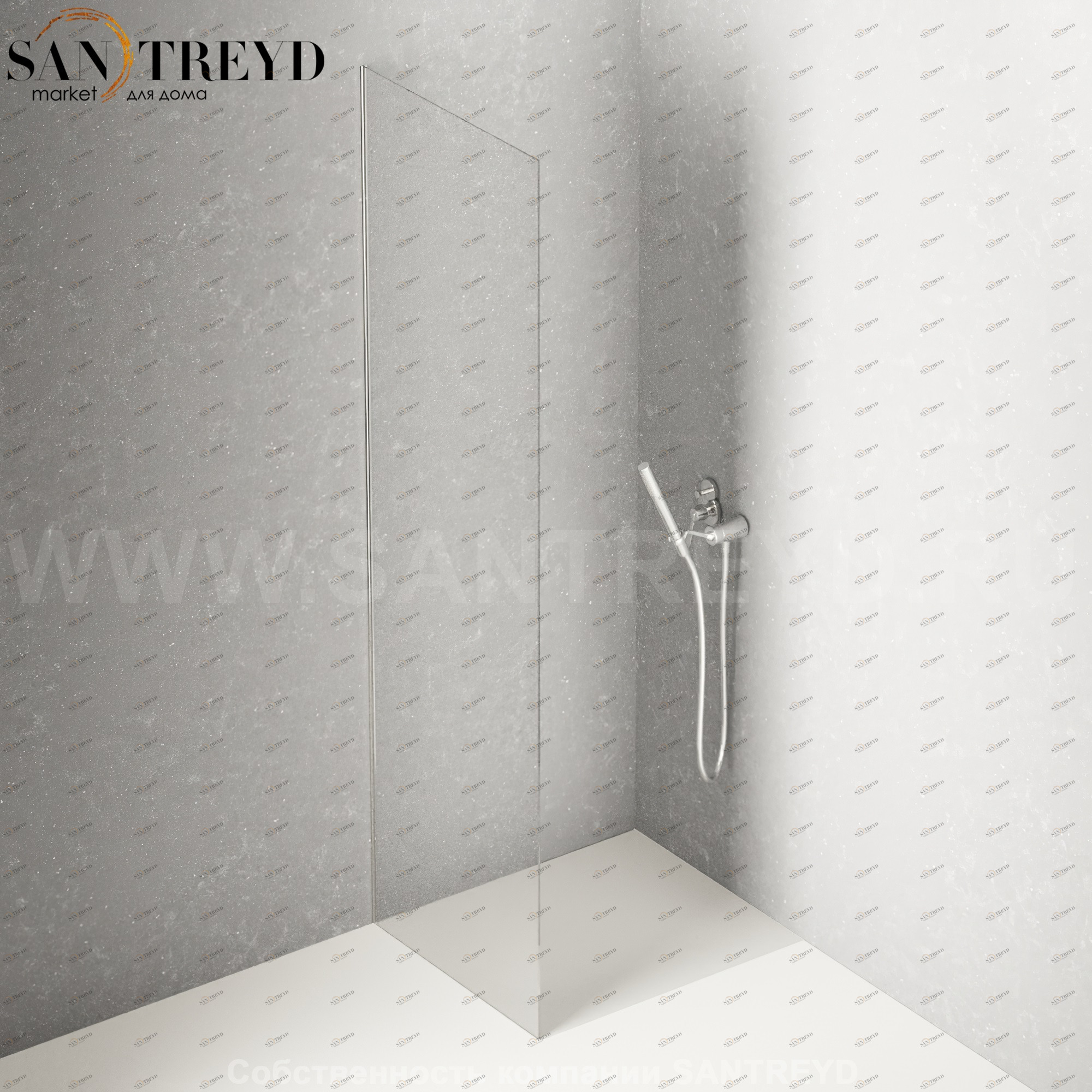 Душевое ограждение FLAT DX подрезаемое, стеклянная  экстрапрозрачная перегородка. Размеры: длина от 60 до 95 см Agape DXG16095E
