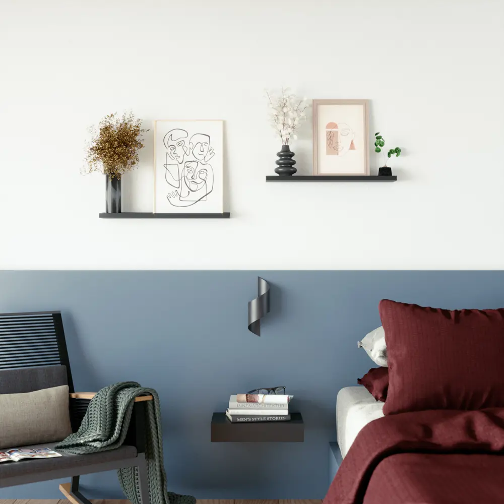 Полка настенная Spaceo Paris 60x10 см МДФ цвет чёрный 82877517 STLM-2078688  - Вид №5