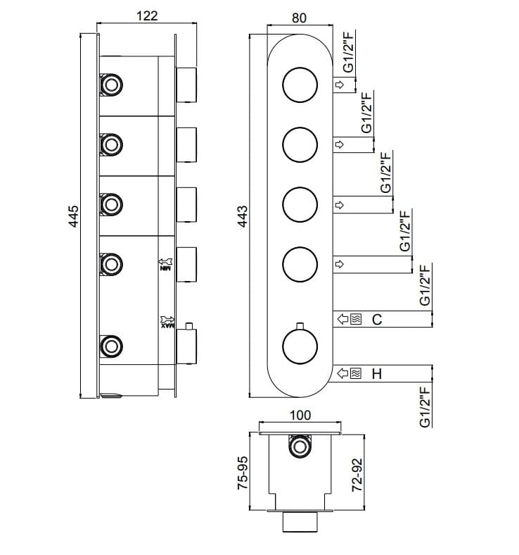 Встраиваемый термостатический смеситель для душа с пластиной CARIMALI ilTondo ARCH-00138332 - Вид №1