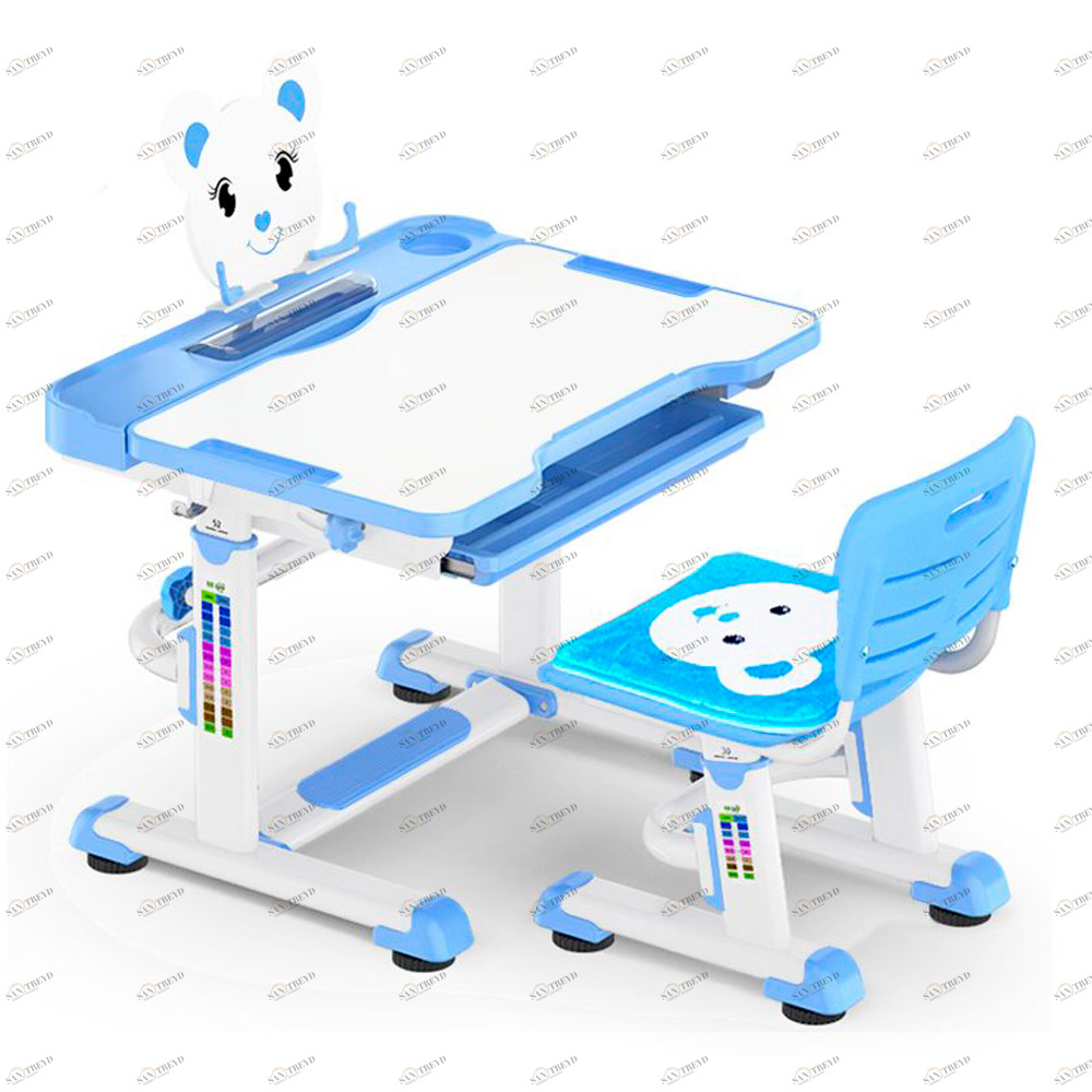 Растущая парта и стул EVO Teddy blue XL белая, синяя MEALUX EVO  336164 Белый;синий Santreyd 